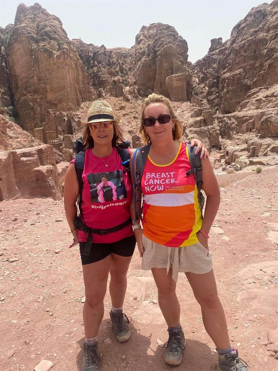 Kerry Banks. left, and Jo Allen in Jordan. Picture from Kerry Banks