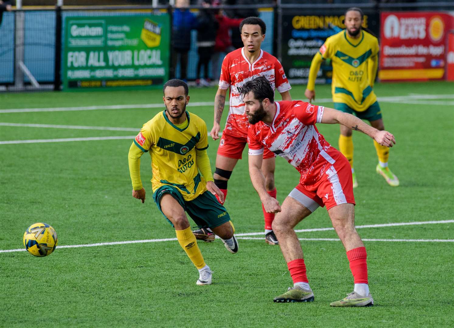 Joe Turner picks his pass during Ramsgate’s 4-0 win over Ashford. Picture: Stuart Watson