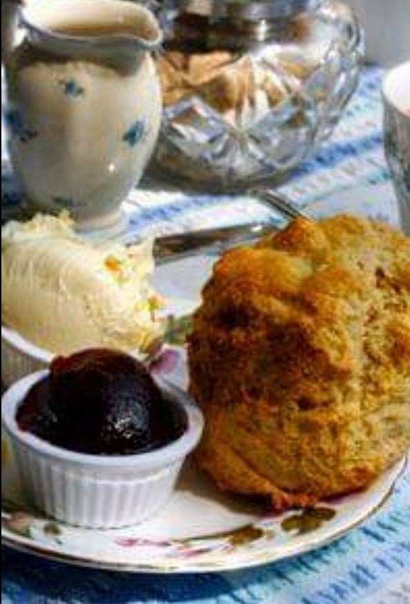 Great Comp Garden offer the classic scone with clotted cream and jam. Picture: Great Comp Garden