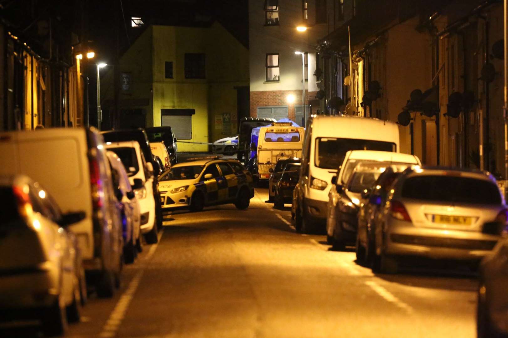 The scene in Fox Street is still cordoned off. Picture: UKnip