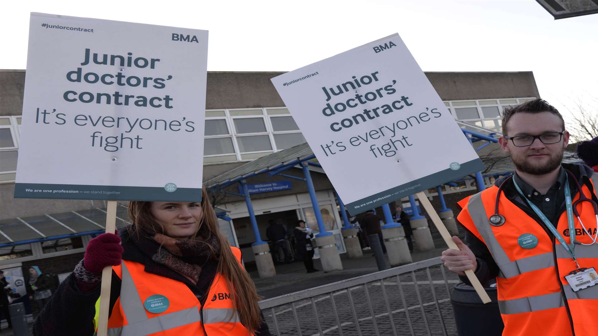 Hettie Dolby and Patrick Gallogly taking part in a previous strike. Picture: Ruth Cuerden