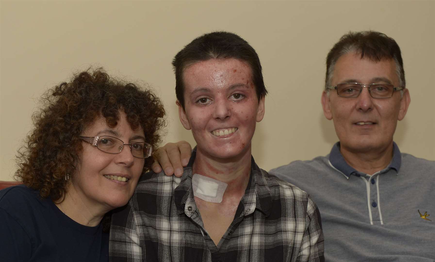 Zoe Eleftheriou with her parents. Picture: Andy Jones.