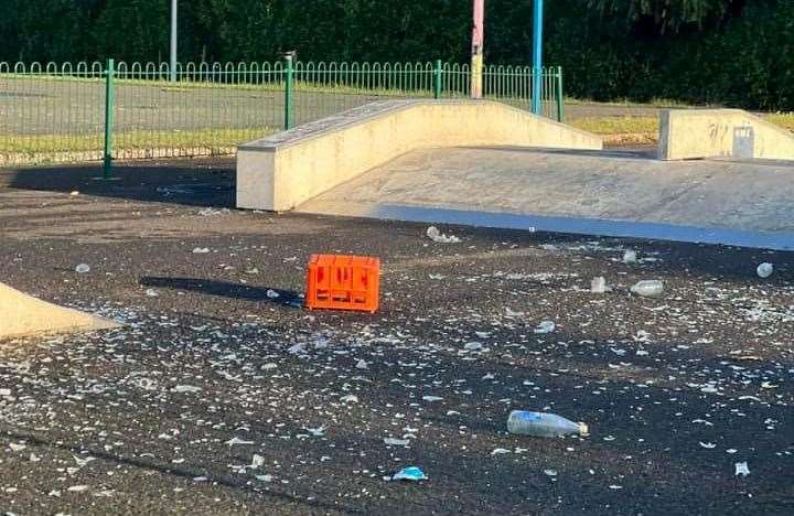 Mangravet Recreation Ground Play Area near Maidstone was found covered in glass