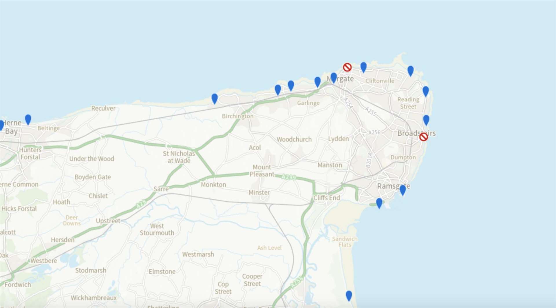 No swim warnings are in place in Margate and Broadstairs. Picture: Environment Agency