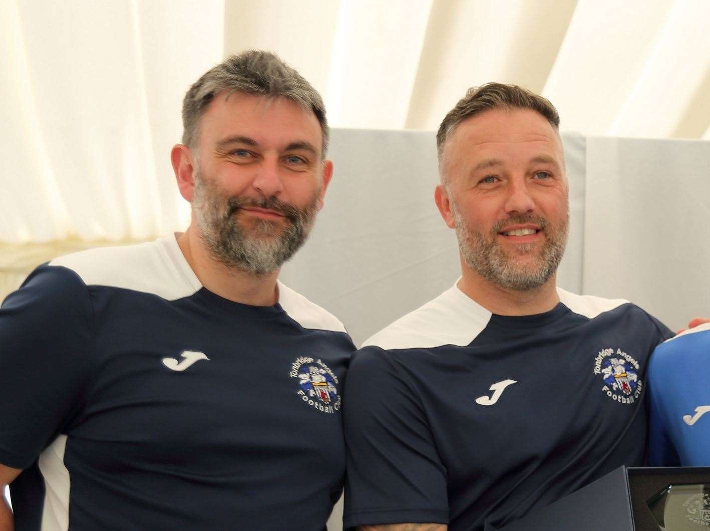 Tonbridge Angels coach Lloyd Blackman with manager Jay Saunders. Picture: David Couldridge