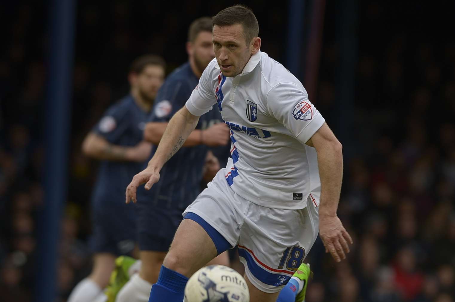 Andrew Crofts on the charge for Gills at Southend Picture: Barry Goodwin