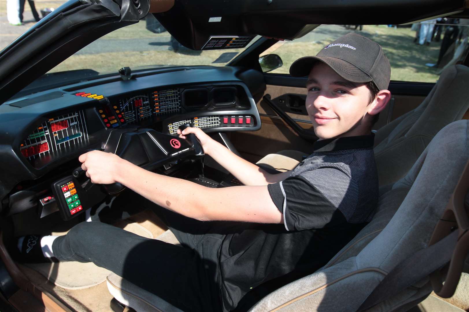 Luke Hamblin in the Night Rider car, Kit at Sheppey Sci-Fi festival held at Barton's Point. Picture by: John Westhrop