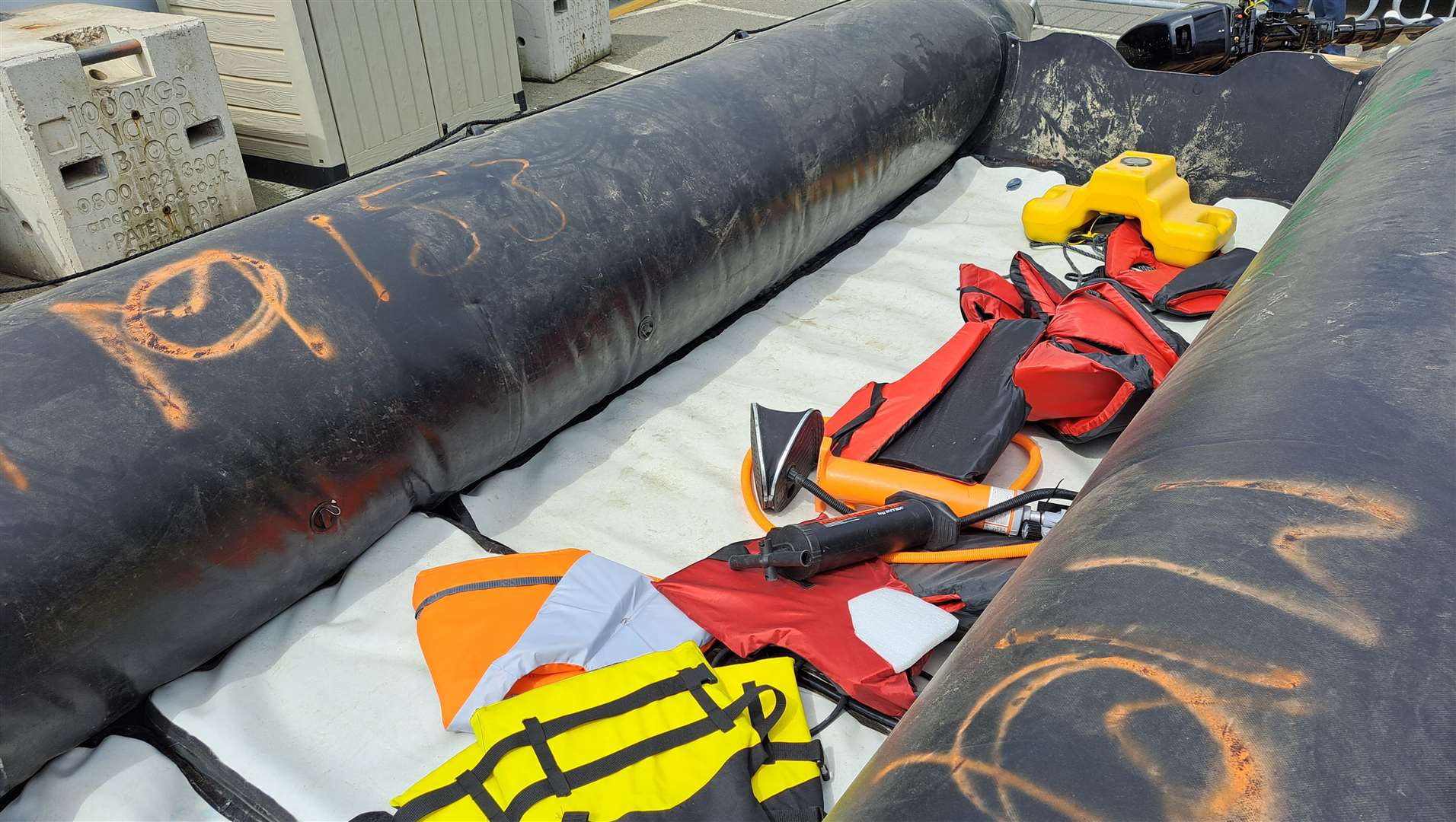 Life jackets found in a dinghy at Dover. Picture: Sam Lennon