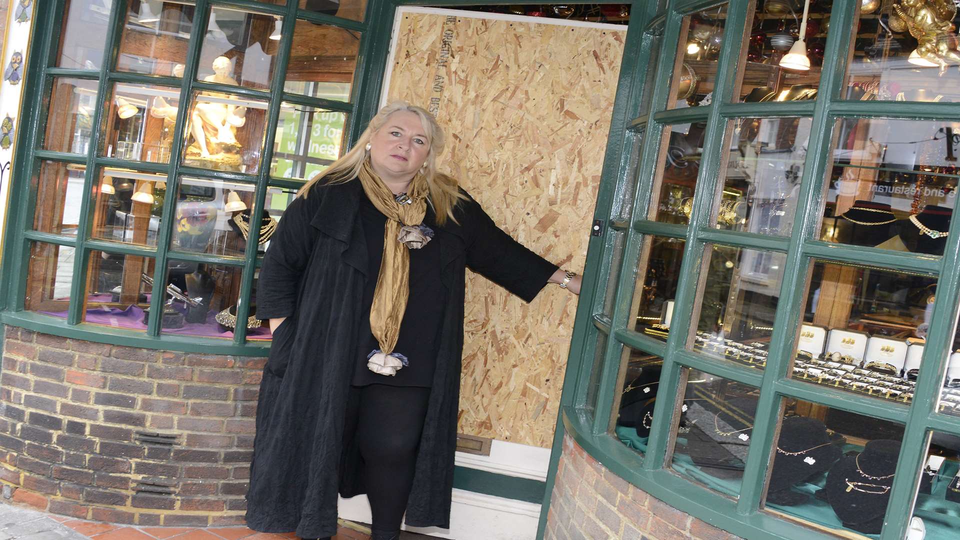 Antiques dealer Alison Chapman outside Owlets in Hythe High Street