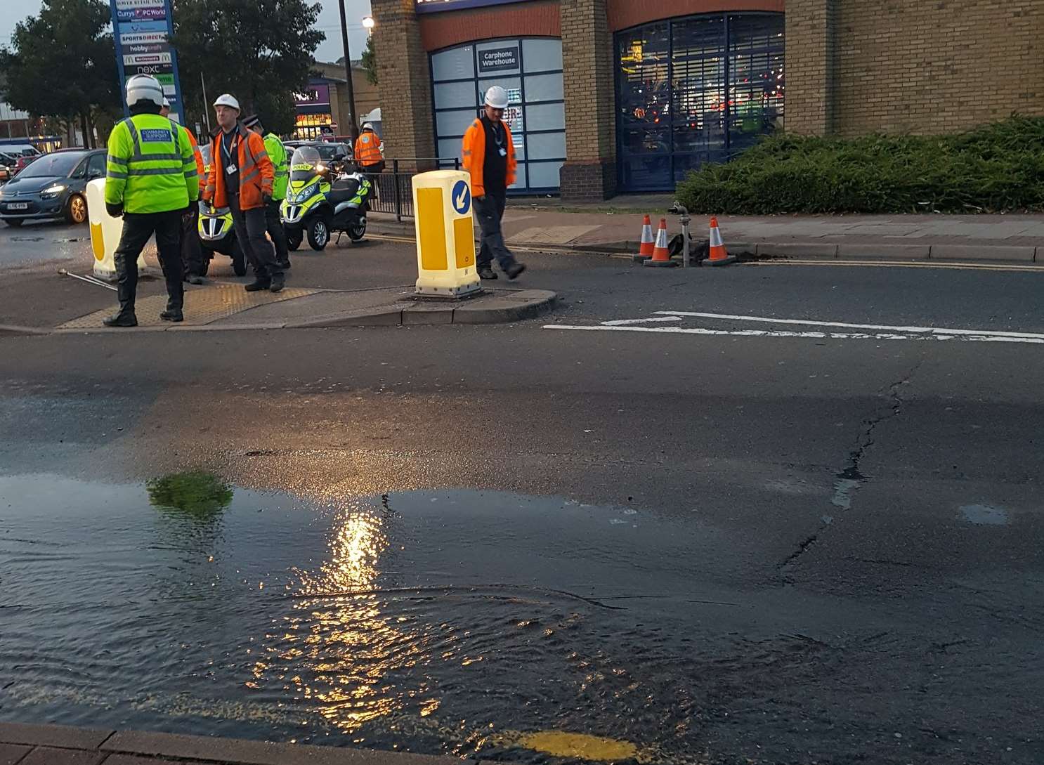 Water has flooded over the road. Picture: Wayne Austin