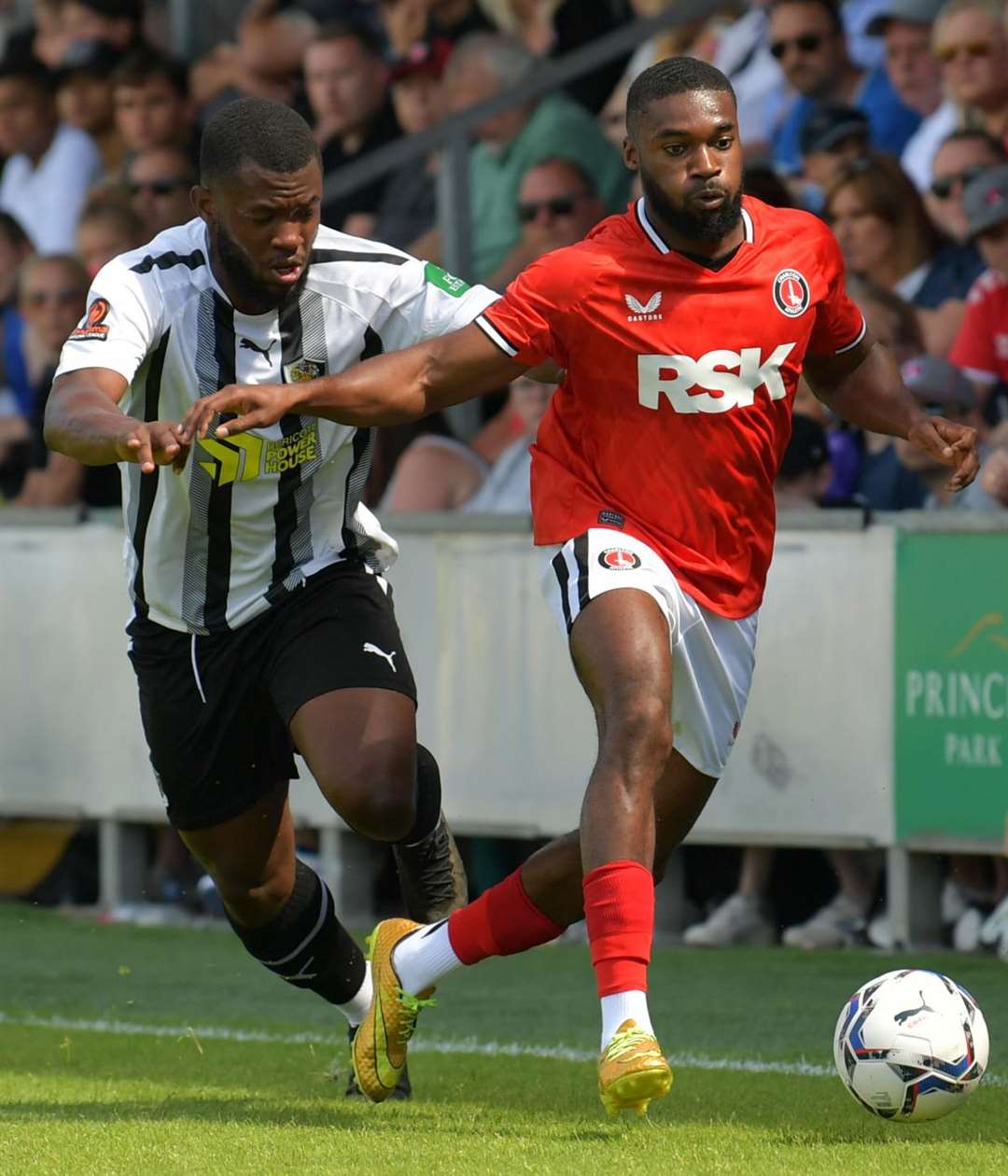 Sam Odaudu gives chase in a pre-season friendly against Charlton. Picture: Keith Gillard