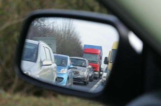 Traffic is queuing on the M20