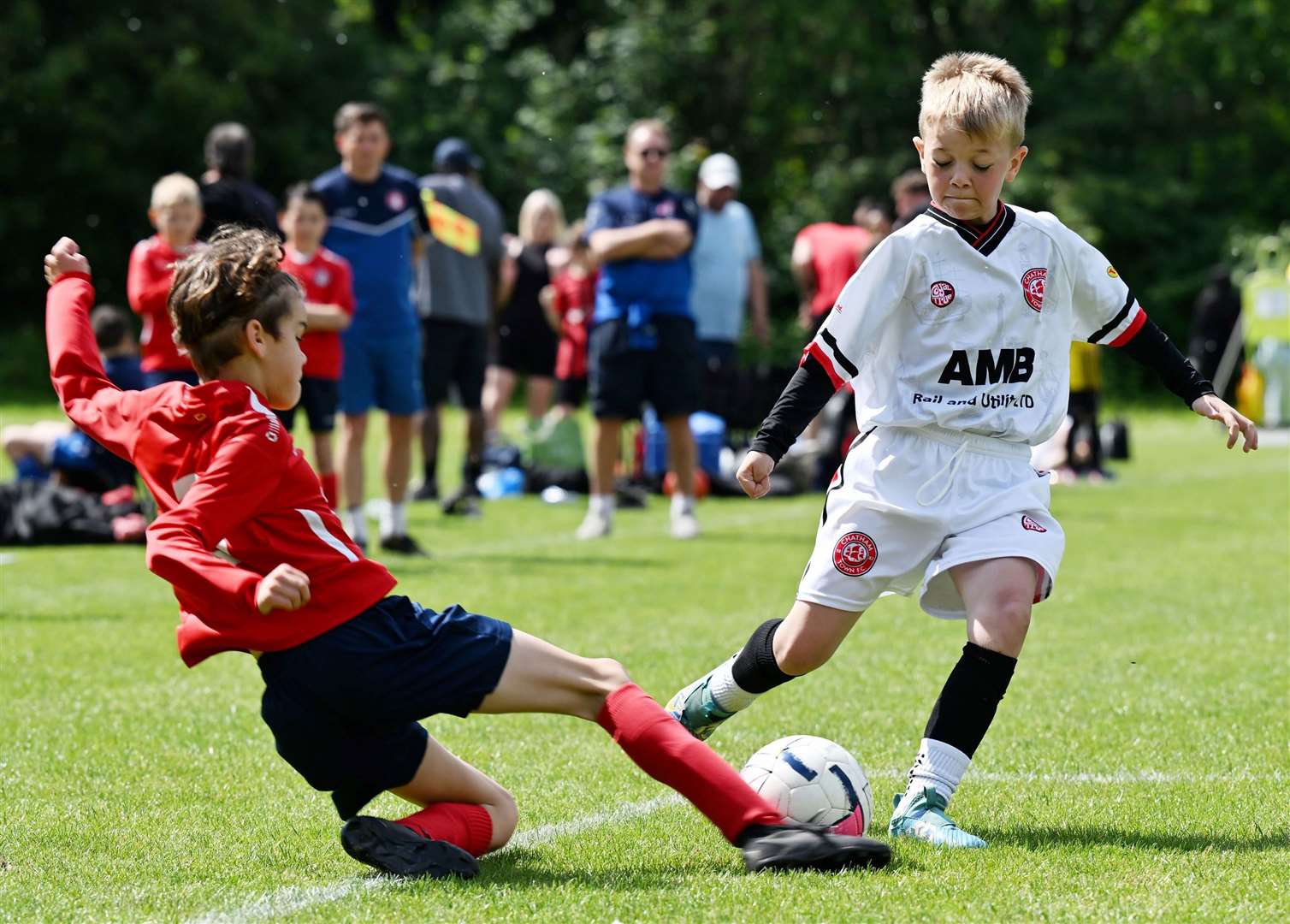 Chatham Town (white) and Sittingbourne Yellows Under-10s, pictured at the Kings Hill summer tournament last month. Heading will be phased out for the under-10 age group from the 2025-26 season. Picture: Barry Goodwin