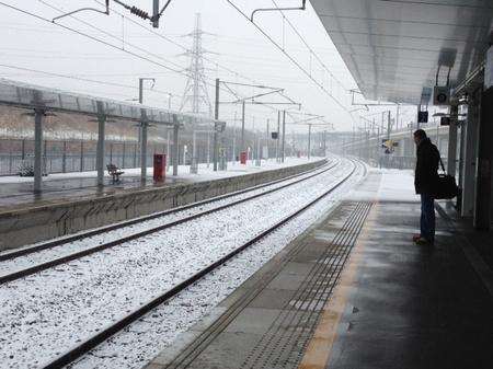 Snow at Ebbsfleet station