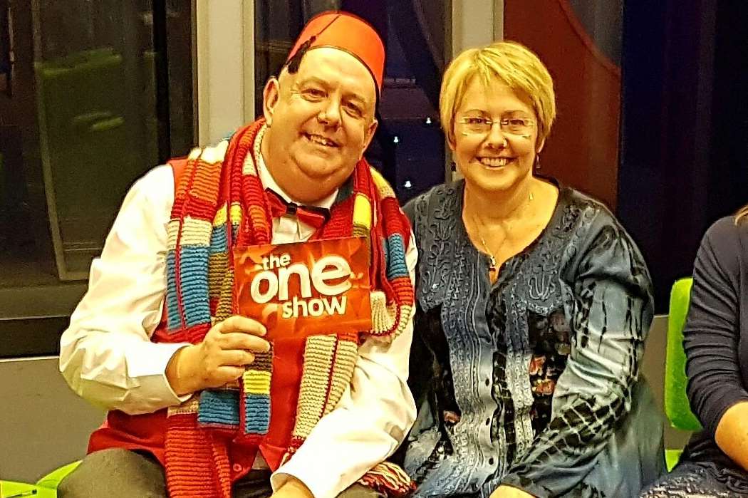 Doctor Who superfans Paul and Jane Seymour appeared on The One Show. The couple outside BBC HQ.