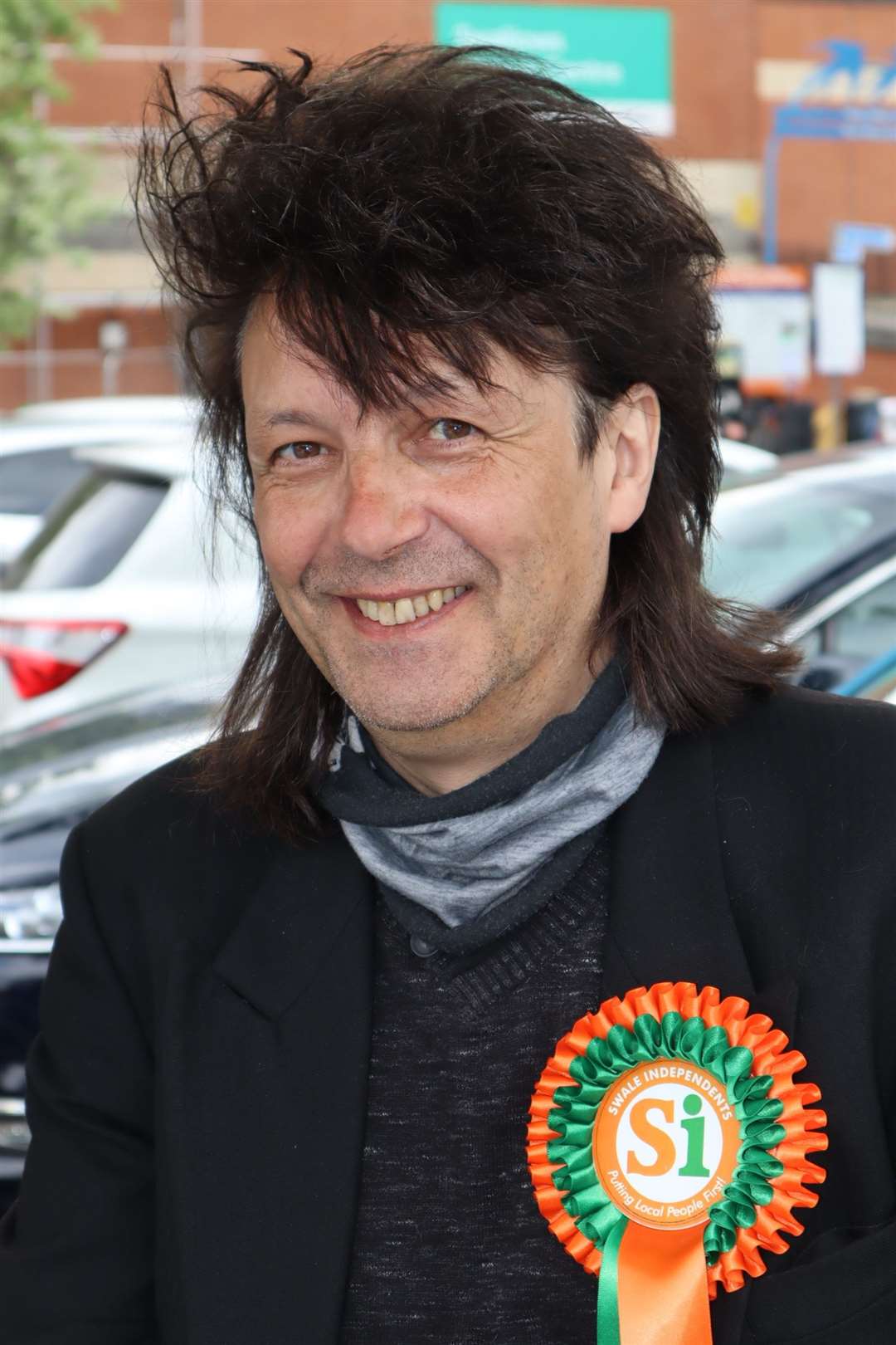 A smiling Mike Baldock (Independent) won Swale West from Conservative Mike Whiting at the KCC count at the Swallows Leisure Centre, Sittingbourne, in May 2021. Picture: John Nurden