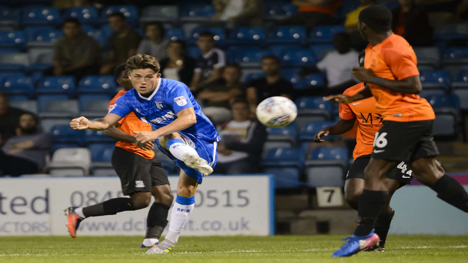 Gillingham's Darren Oldaker goes for goal. Picture: Andy Payton