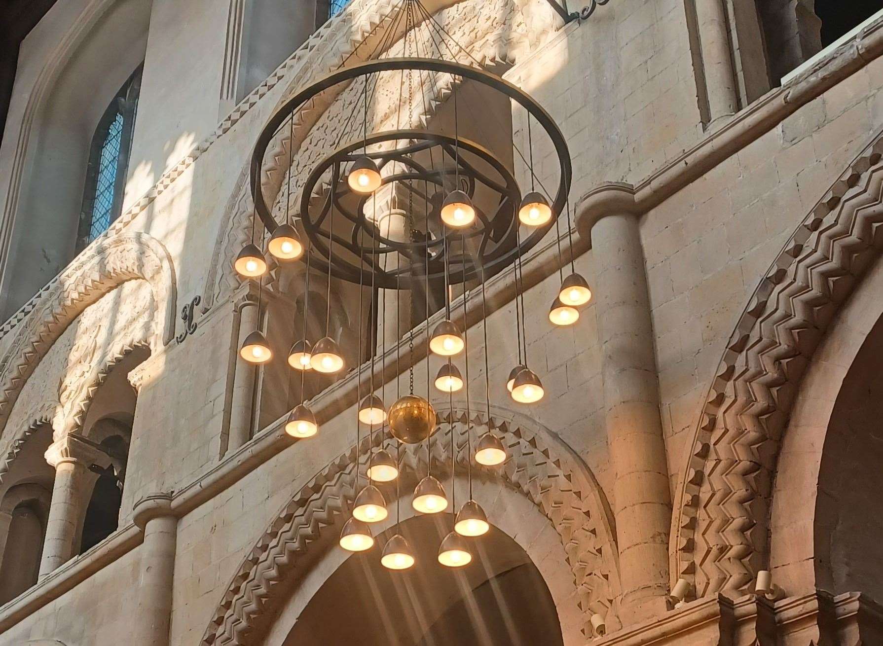 The chandeliers in The Nave were made at Chatham Dockyard