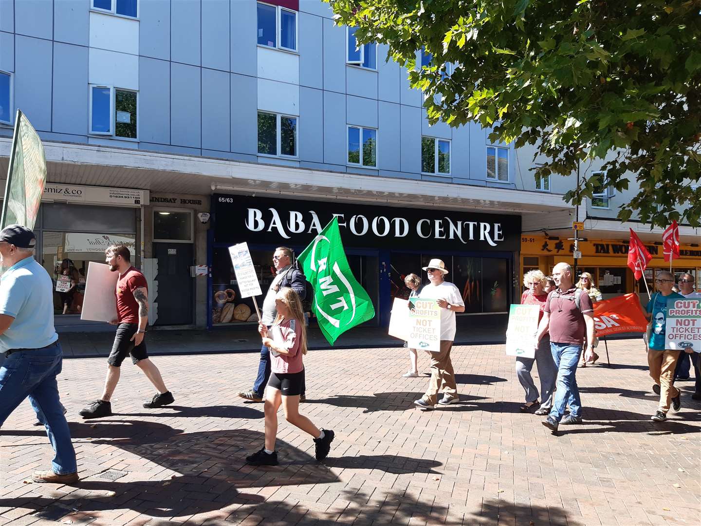 Protesters marched through Gillingham High Street towards the station