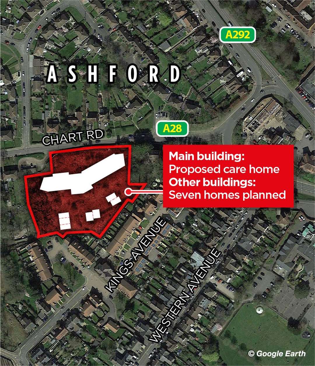 The proposed layout of the care home and houses