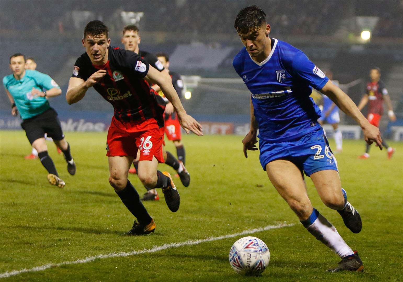 Gillingham midfielder Callum Reilly drives forward. Picture: Andy Jones