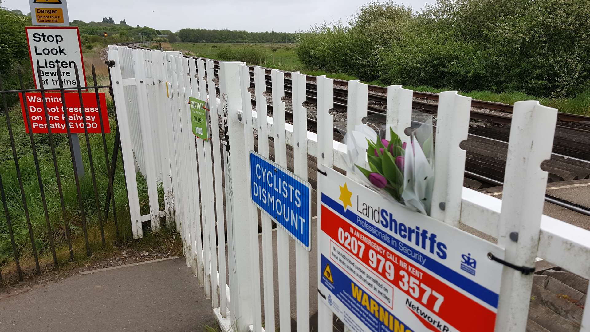 Flowers at the Tonford footpath crossing in Canterbury