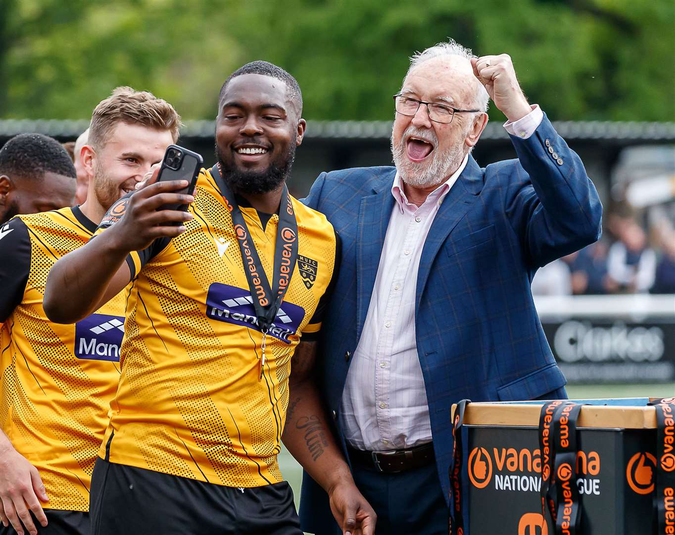 Maidstone United chief executive Bill Williams with Jerome Binnom-Williams. Picture: Helen Cooper