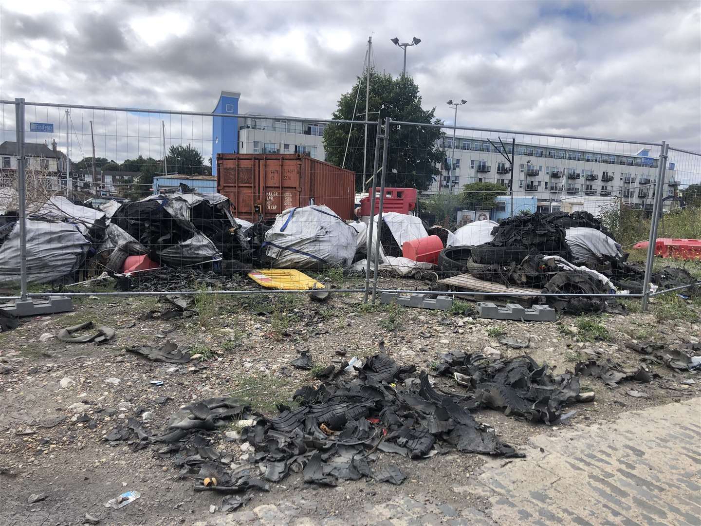 Debris from the illegally dumped waste near the area