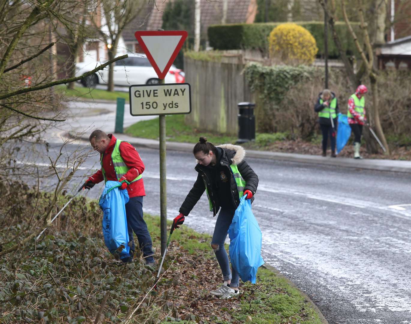 Volunteers pick up litter along a road in Walderslade during last year's campaign