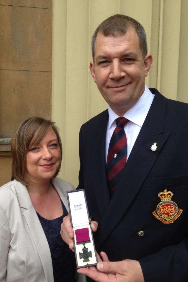 Duane Ashworth with wife Caroline, when they picked up the Victoria Cross