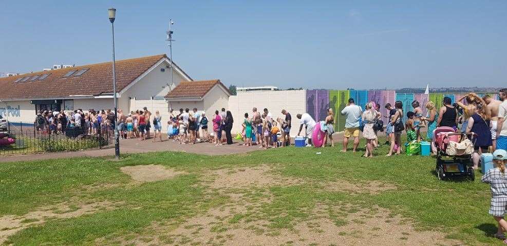 Swimmers heading to The Strand, in Gillingham, faced long queues (13155331)