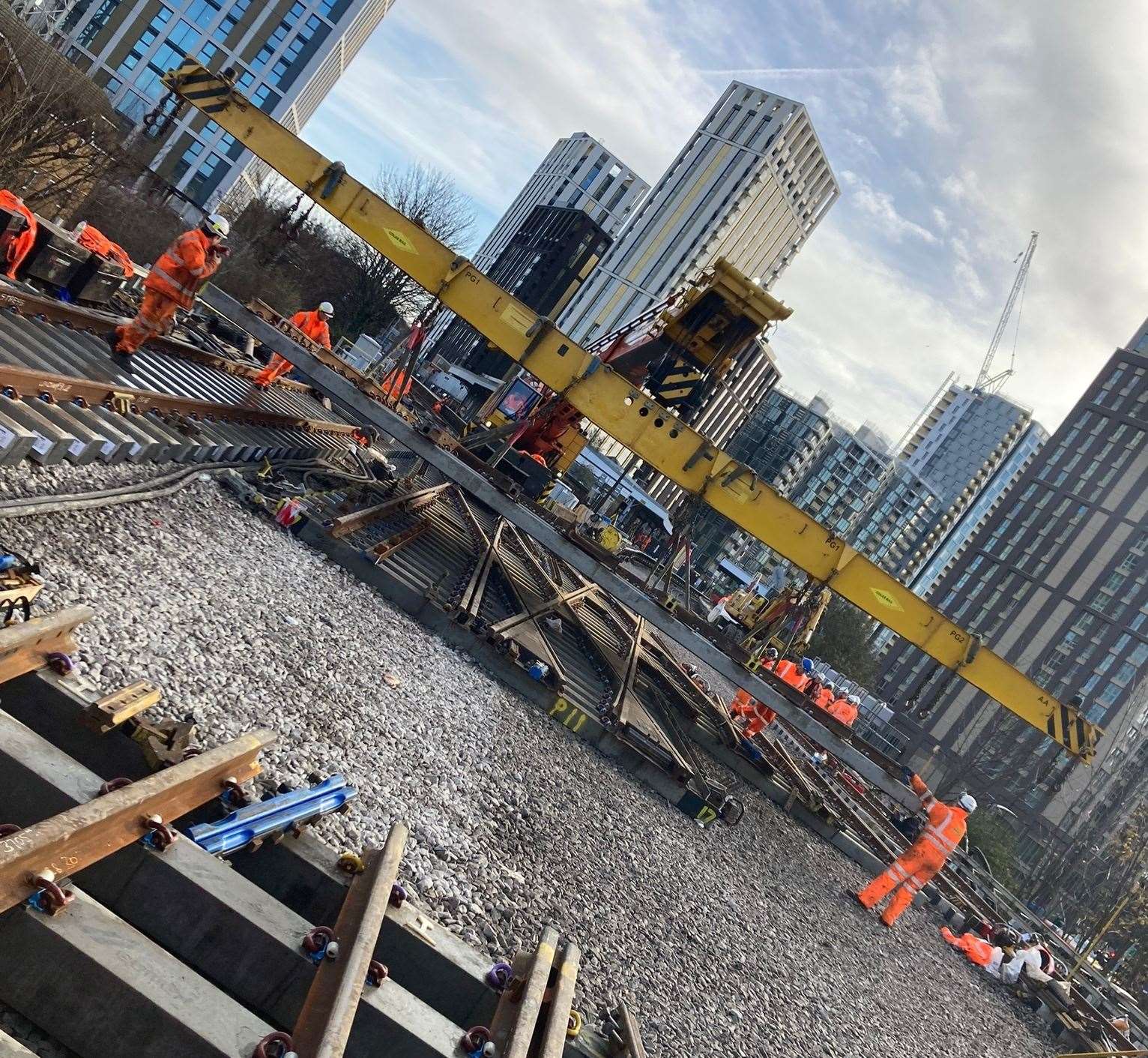 New tracks and points being laid at Lewisham junction over the Christmas and New Year holidays. Picture: Network Rail/Colas Rail