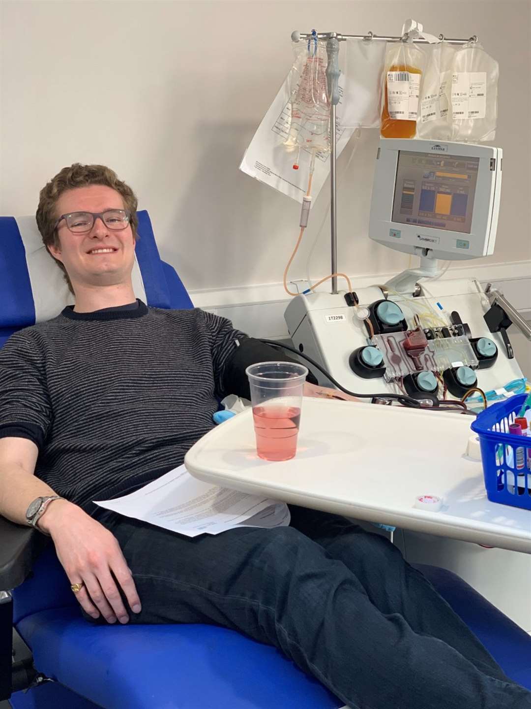 Michael Squire, 30, is one of the first plasmapheresis donors (NHSBT/PA)