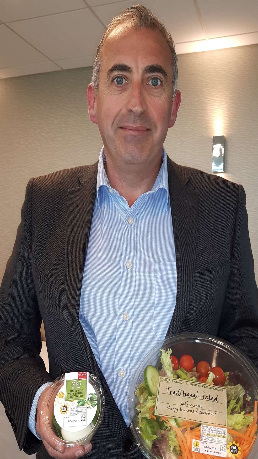 Tilmanstone Salads' general manager Dan Hill with some of the goods they produce