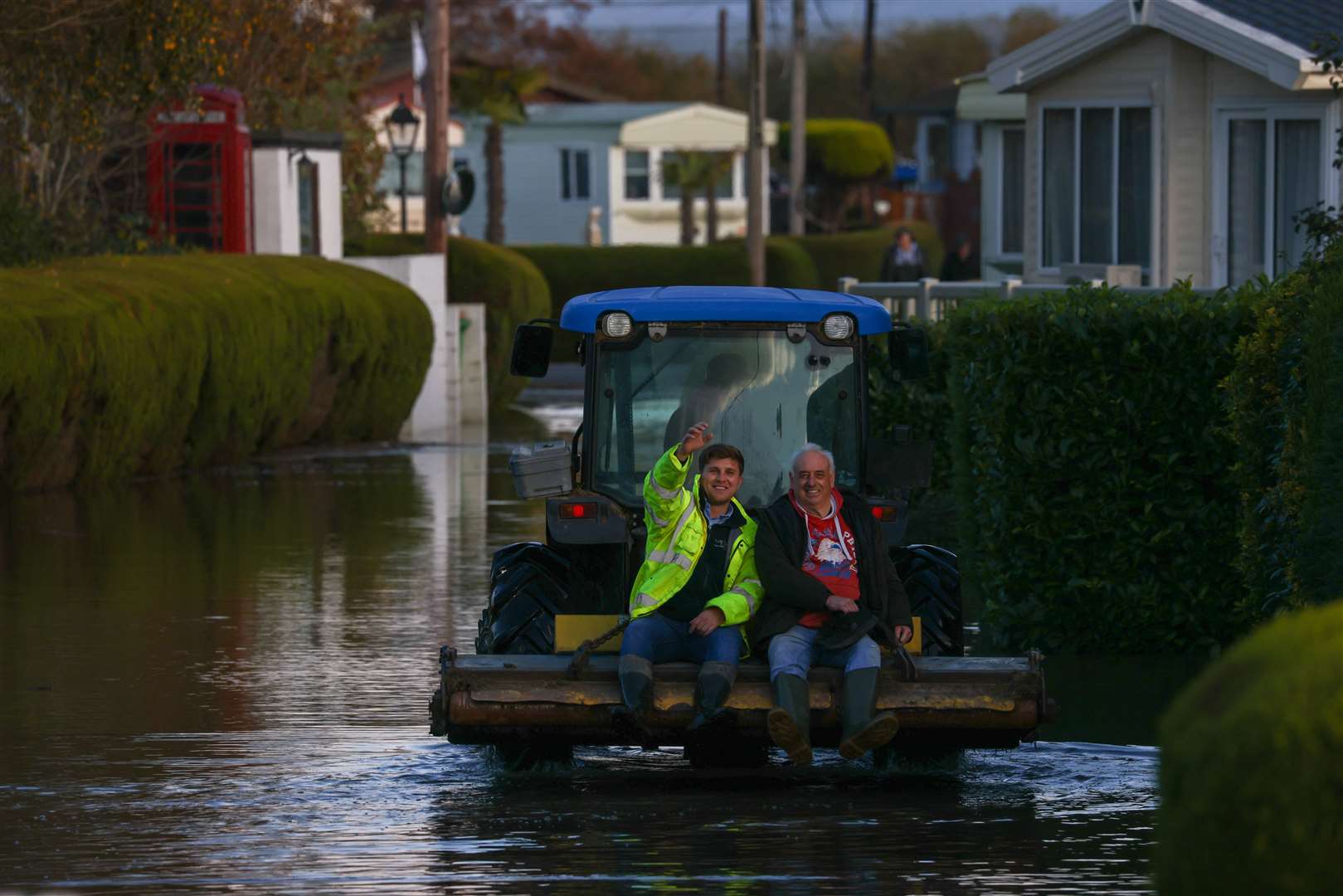 Neighbours used tractors to get around in Yalding on Novermber 18. Picture: UKNIP