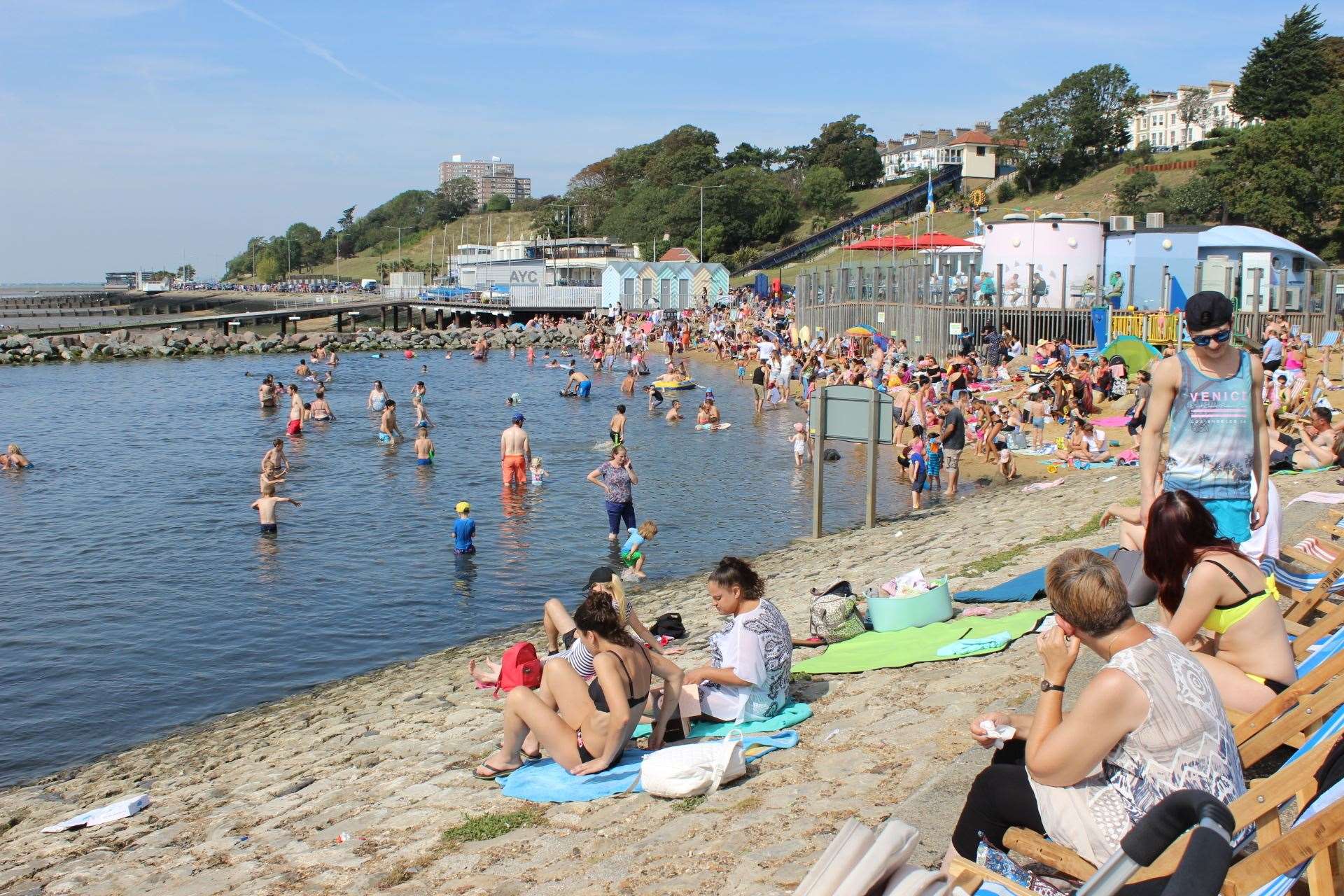 Tidal paddling lagoon created on Southend beach. It includes public toilets, open-air showers, imported sand and a restaurant with sea views. Picture: John Nurden