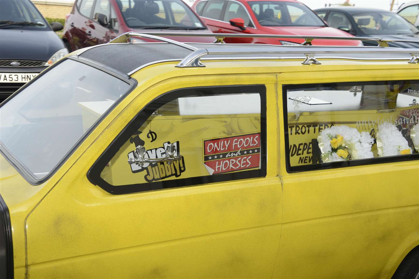 Peter Wolstenholme's coffin was pulled by a Yellow three-wheeler. Picture: Paul Amos