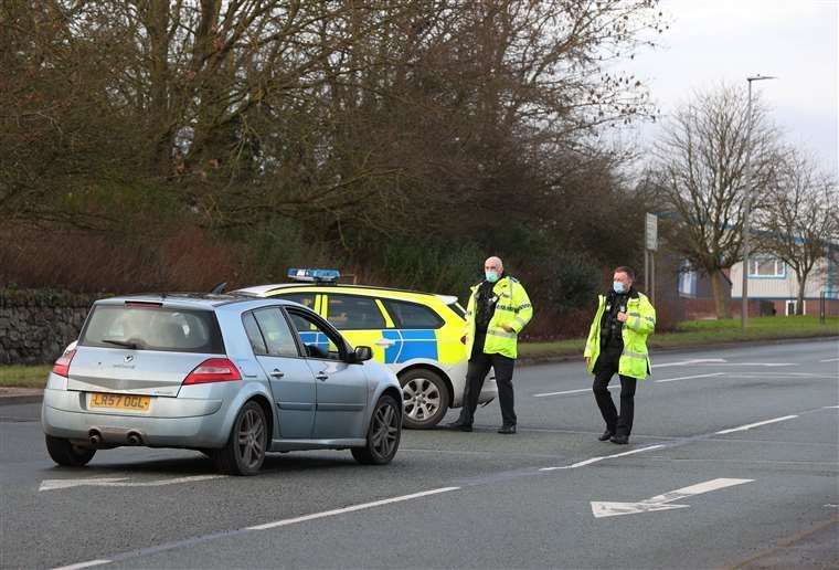 Police officers at the scene outside the Wockhardt pharmaceutical manufacturing facility (Peter Byrne/PA)