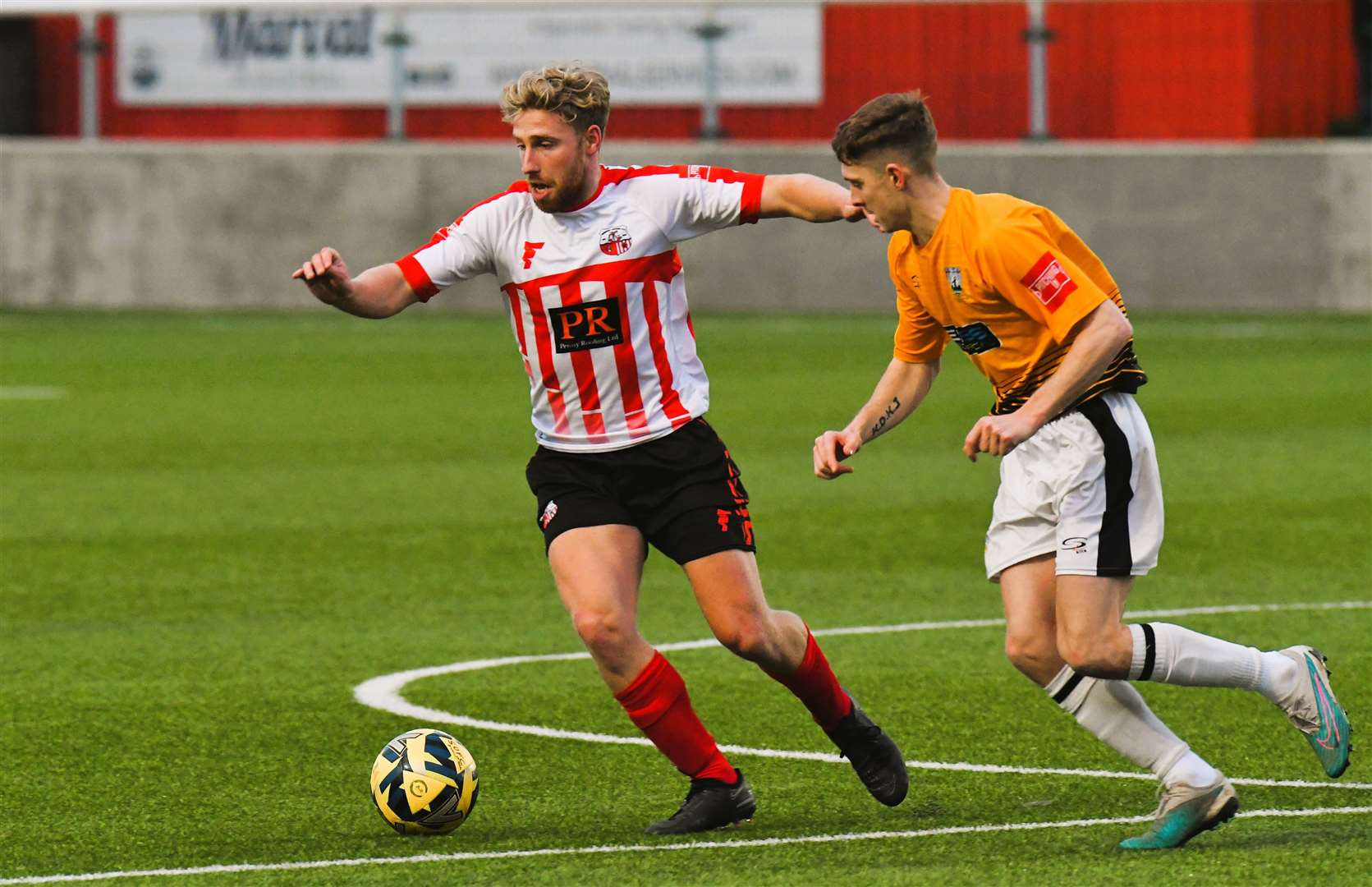 Sheppey’s James Taylor on the ball against Littlehampton TownPicture: Marc Richards