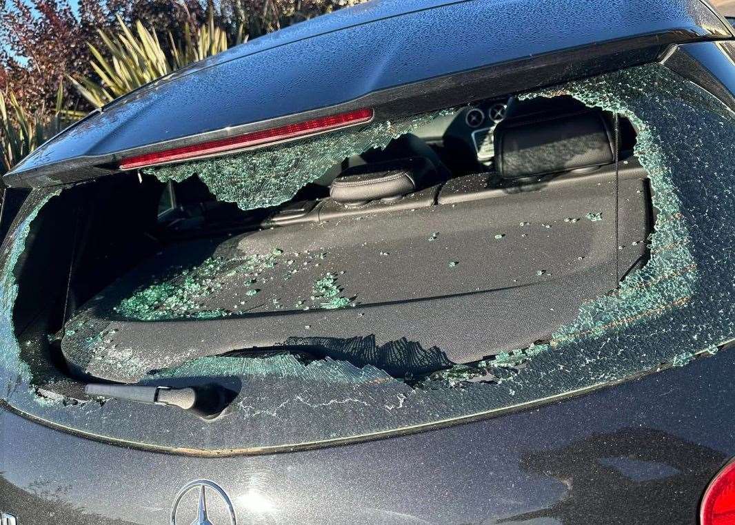 Beth Dunkin woke up to find her Mercedes’ rear window smashed in Coldharbour Lane, Kemsley. Picture: Beth Dunkin