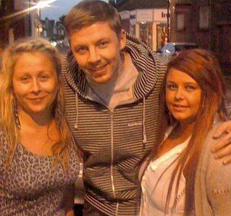 Rapper Professor Green with Ellie Bridges and Charlene Tutt during his visit to Rodney's, Herne Bay