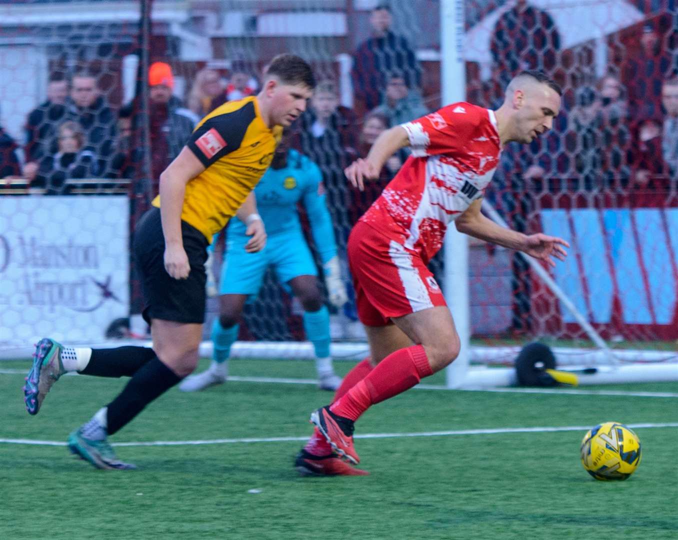 Ramsgate top scorer Joe Taylor cannot find a way through. Picture: Stuart Watson