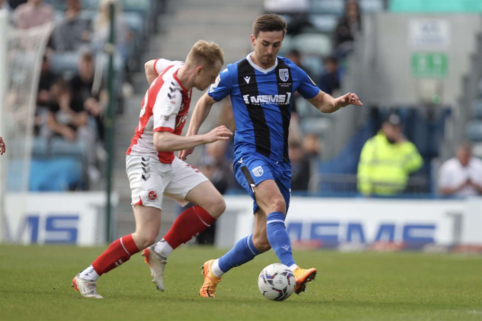 Robbie McKenzie takes on a Fleetwood player Picture: KPI (56131807)