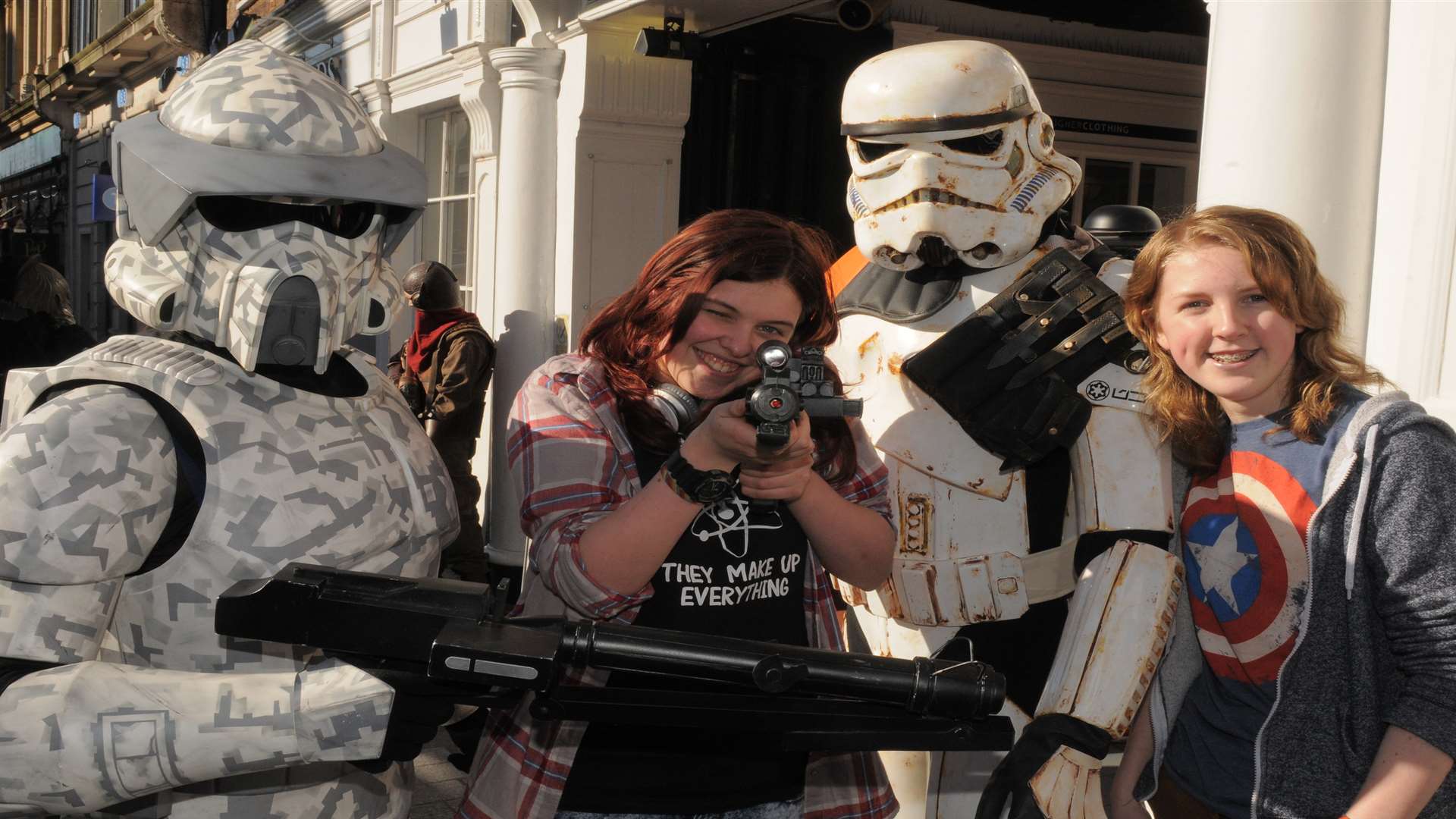 Megan Wilkins and Amy Theobald meet characters at a previous Demoncon