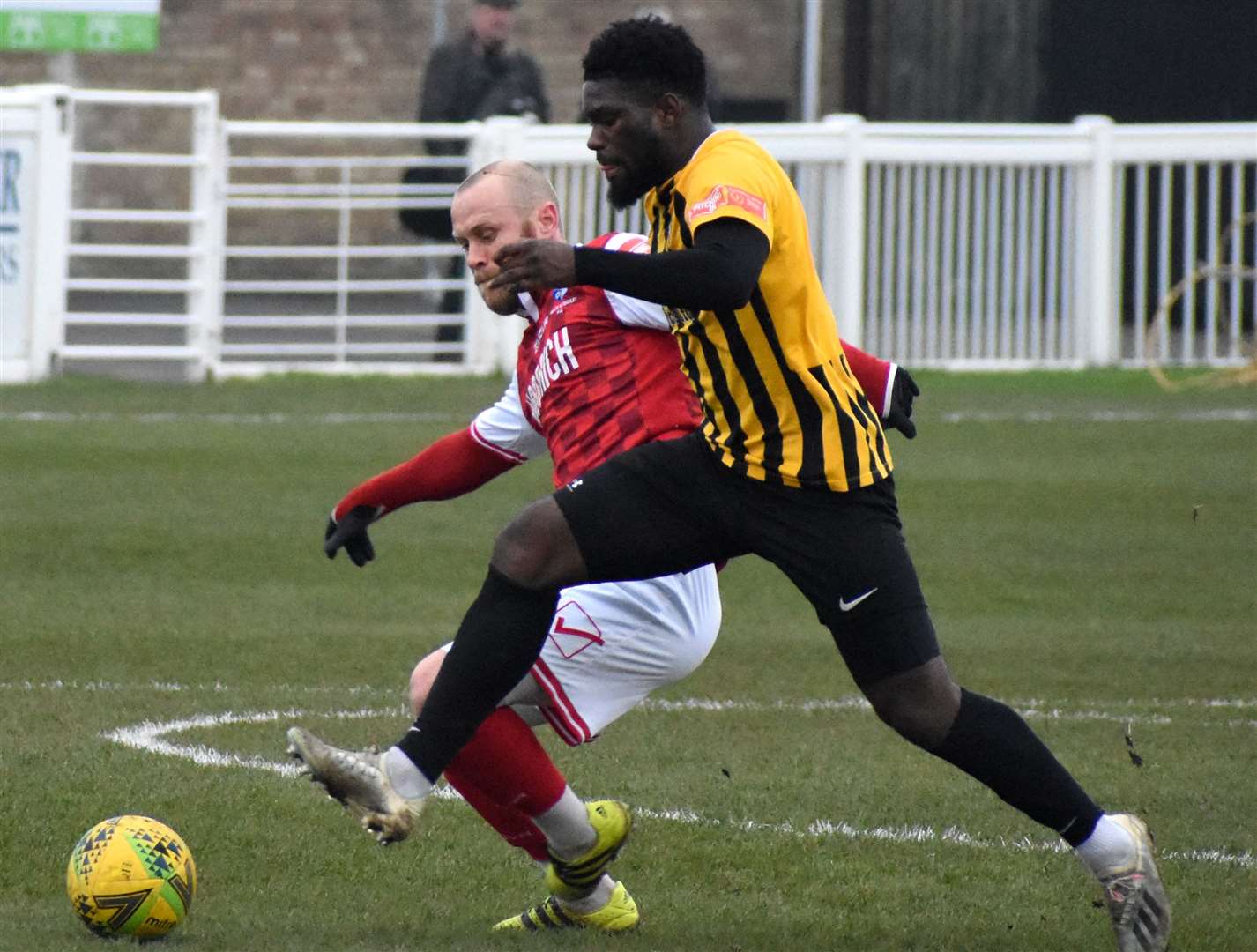 Striker Dave Smith scored his 29th goal of the season for Invicta as they beat Ebbsfleet in the Kent Senior Cup on Tuesday. Picture: Randolph File