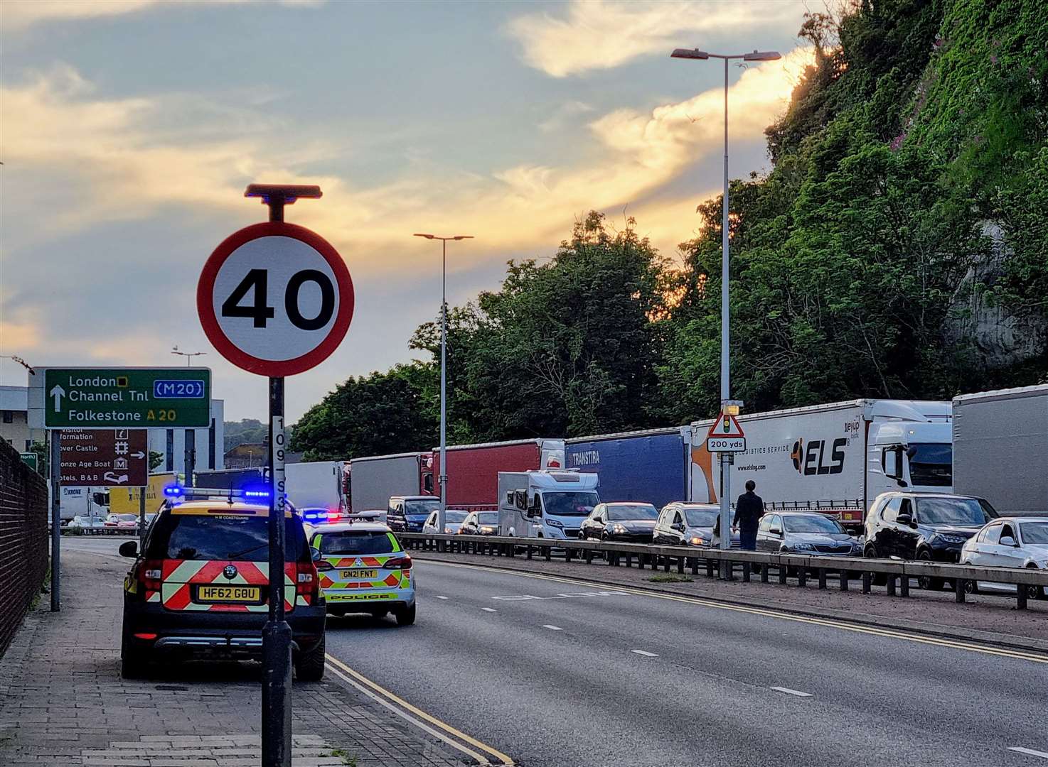 Police have been called to help manage gridlock queues for passengers trying to reach the Port of Dover. Photo: Paul McMullan