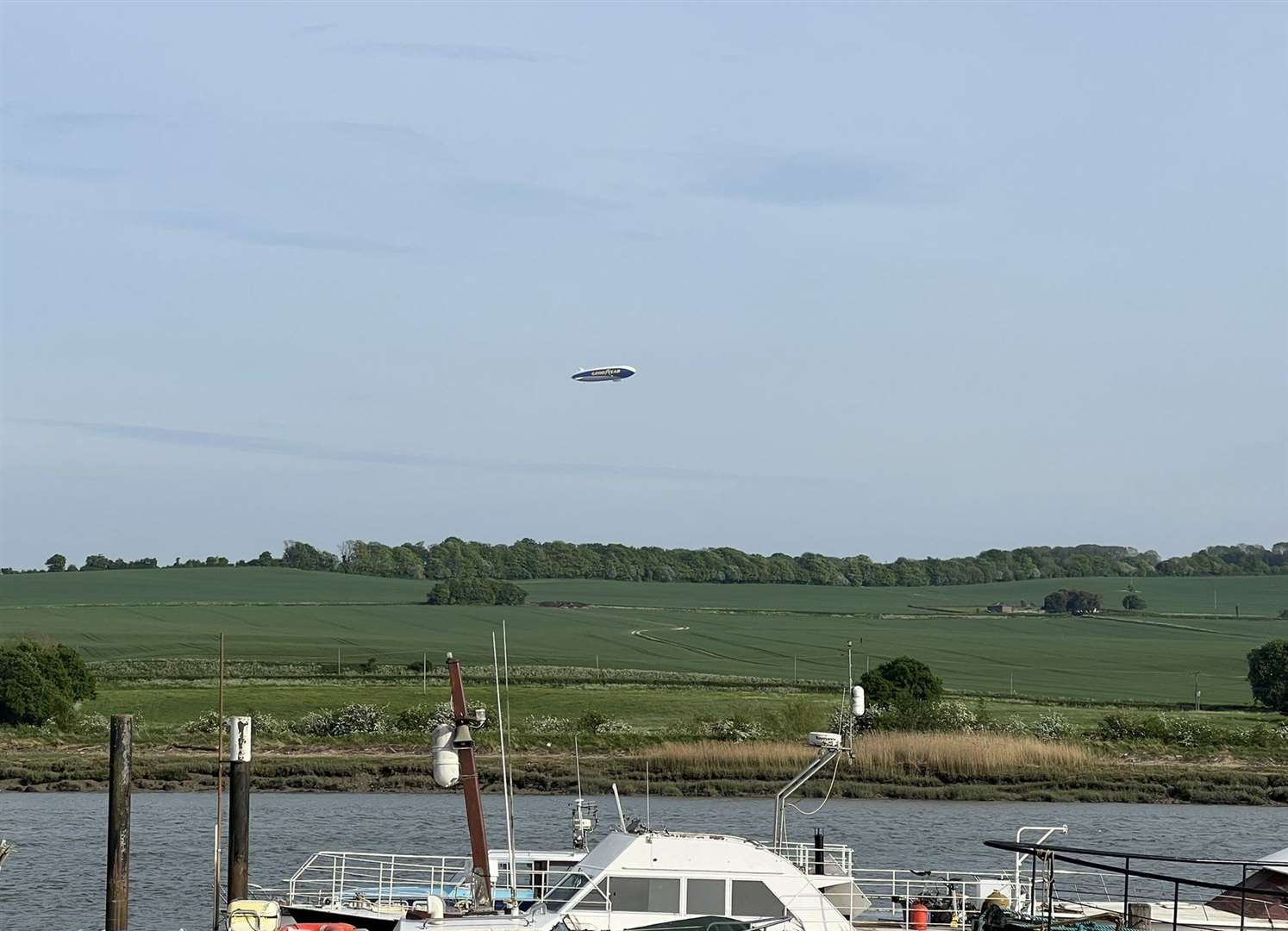 The Goodyear blimp was spotted flying over Cuxton, near Gravesend. Photo: James Maybank