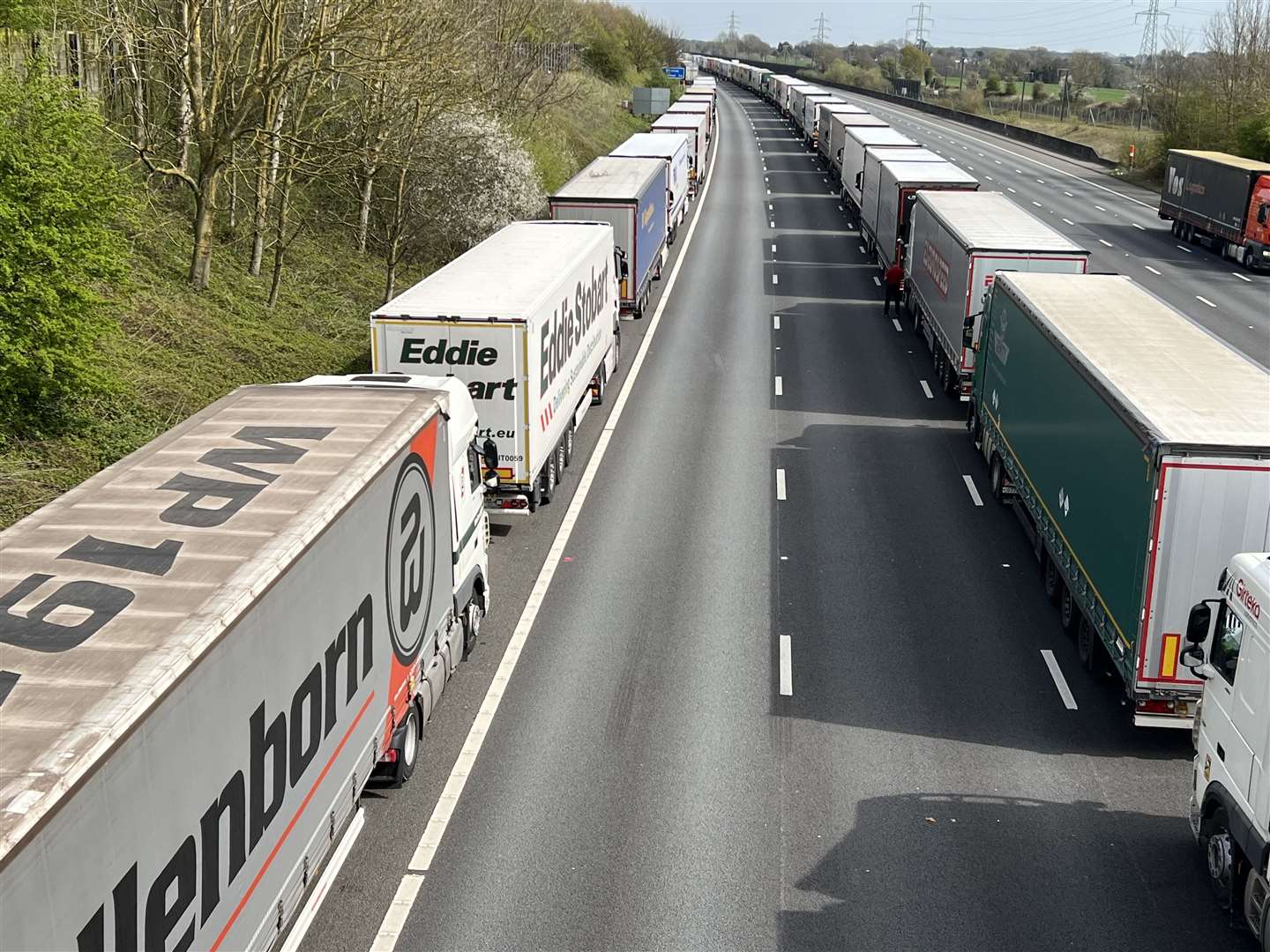 The lack of ferries running from Dover has created miles of queues on the M20. Picture: Barry Goodwin