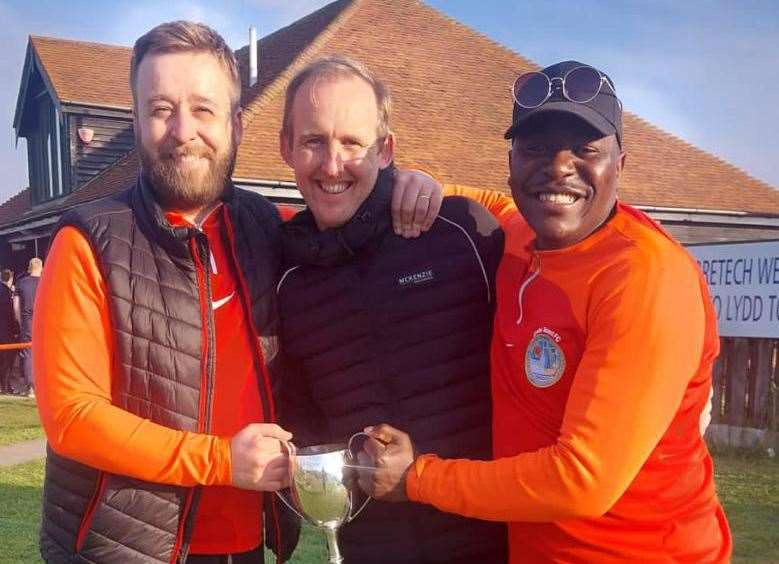 Mickey Doyle, centre, recently decided to stand down as Lydd’s manager