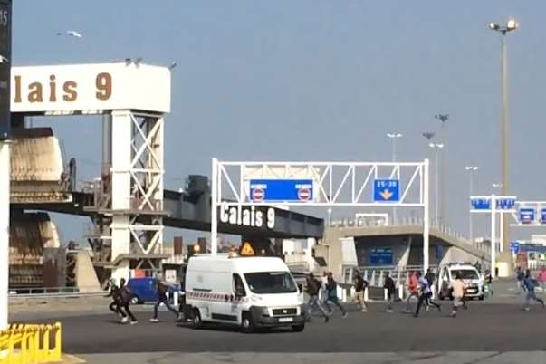 Scores of illegal immigrants evade security as they try to board a P&O ferry. Picture: Mark Salt